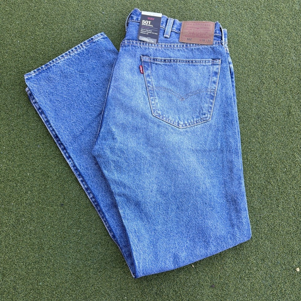 NEW Levi's 501 Original Fit Jeans Men's 36x32 Blue Medium Wash Straight Leg